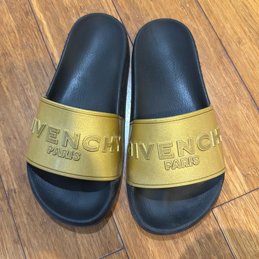 Givenchy black and gold slides size 36